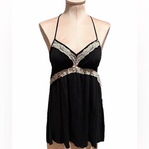 PRELOVED & FLAWED Victoria's Secret Black Chemise with white Lace